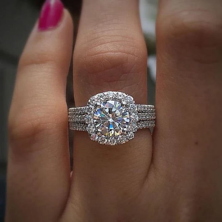 Elegant Cushion Cut Silver Engagement Ring for Women-Giltoria