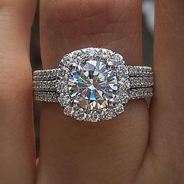 Elegant Cushion Cut Silver Engagement Ring for Women-Giltoria
