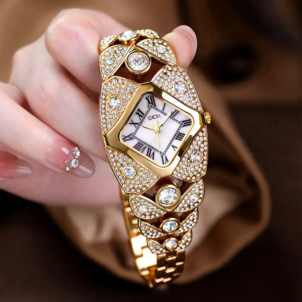  Golden Aura Diamond Ladies Watch-Giltoria