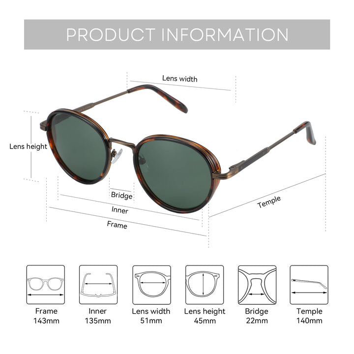  Steampunk Round Polarized Mirror Sunglasses-Giltoria