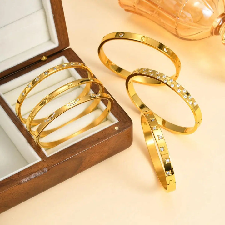 Golden Elegance Stainless Steel Bangle-Giltoria