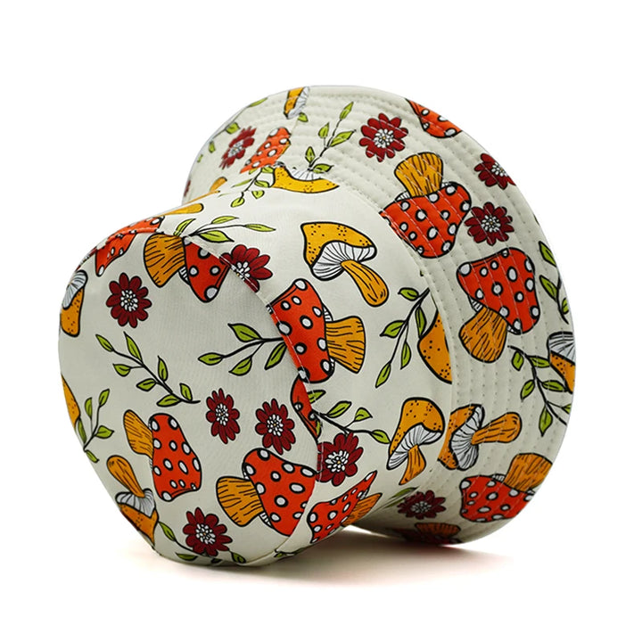 Cartoon Mushroom Bucket Hat Reversible Colorful Cap-Giltoria