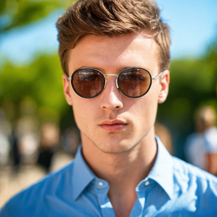  Steampunk Round Polarized Mirror Sunglasses-Giltoria