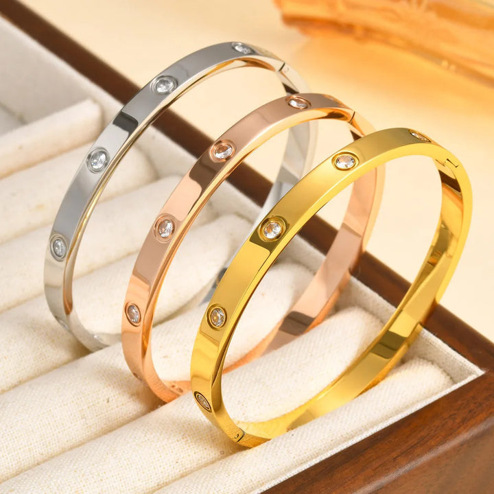 Golden Elegance Stainless Steel Bangle-Giltoria