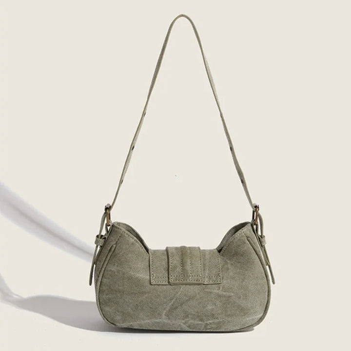 Y2K Green Rivet Canvas Shoulder Bag-Giltoria