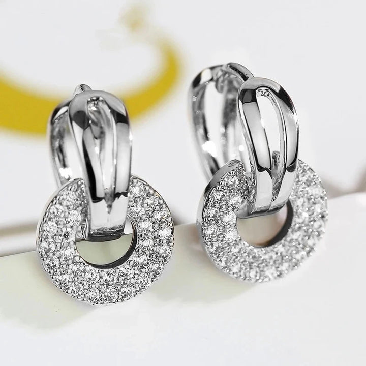 Elegant Cubic Zirconia Drop Earrings-Giltoria