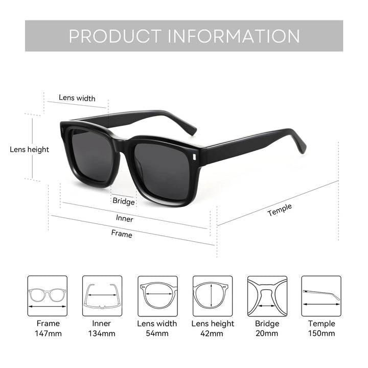 Bold Frame Polarized Sunglasses-Giltoria