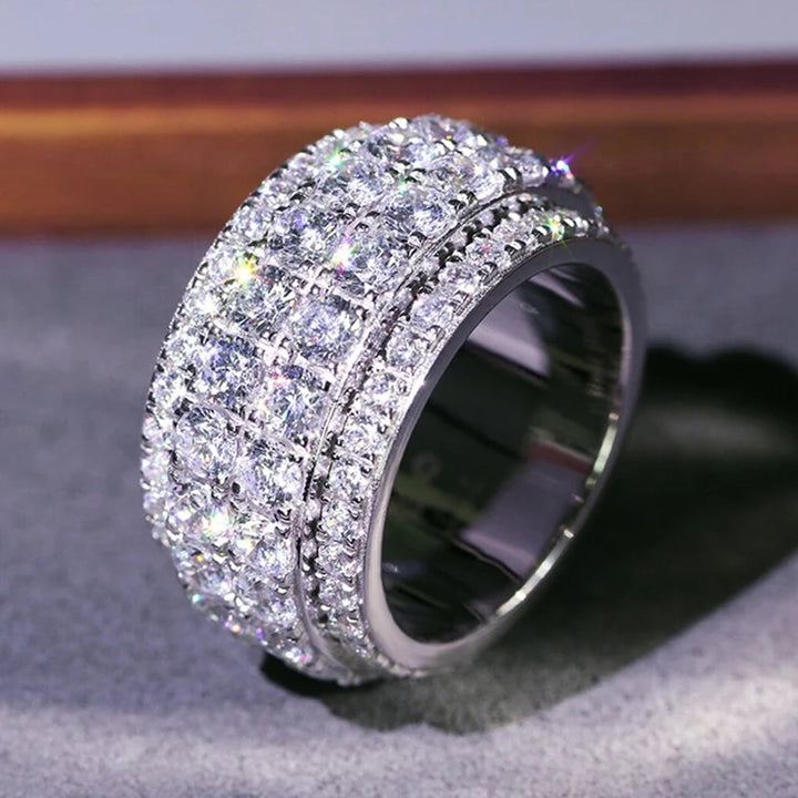 Luxe Spark Full Crystal Pavé Statement Ring for Women-Giltoria