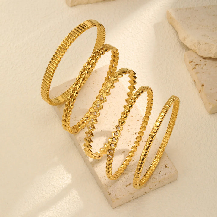 Stainless Steel Romantic Zircon Bangle-Giltoria