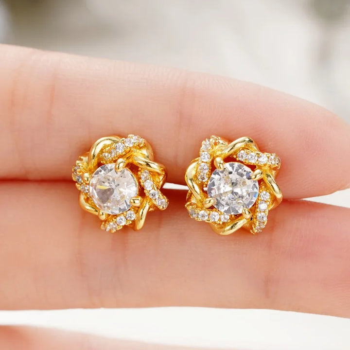 Elegant Glow Cubic Stud Earrings-Giltoria