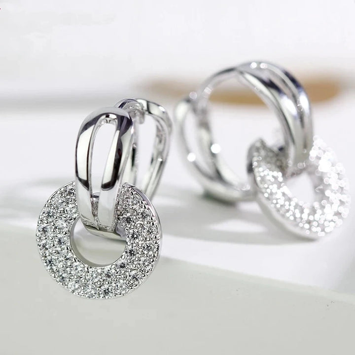 Elegant Cubic Zirconia Drop Earrings-Giltoria