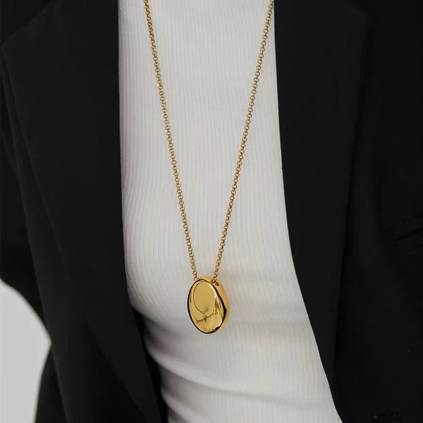 Golden Oval Harmony Necklace-Giltoria