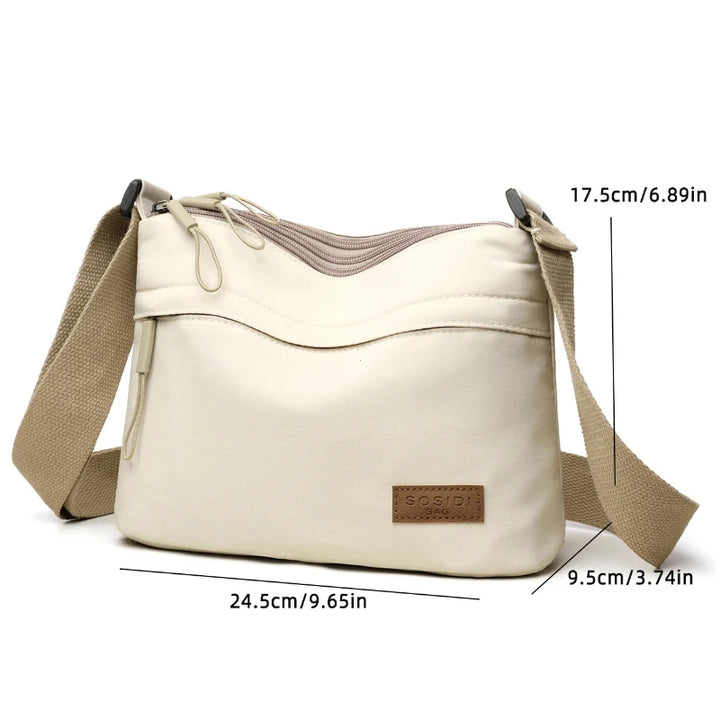 Multi-Pocket Canvas Shoulder Bag-Giltoria