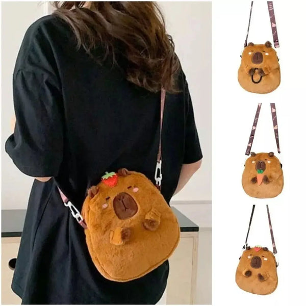Kawaii Capybara Plush Shoulder Bag - Giltoria
