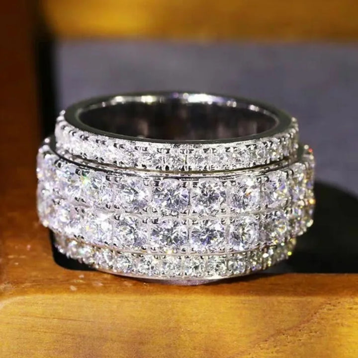 Luxe Spark Full Crystal Pavé Statement Ring for Women-Giltoria