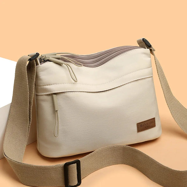 Multi-Pocket Canvas Shoulder Bag-Giltoria