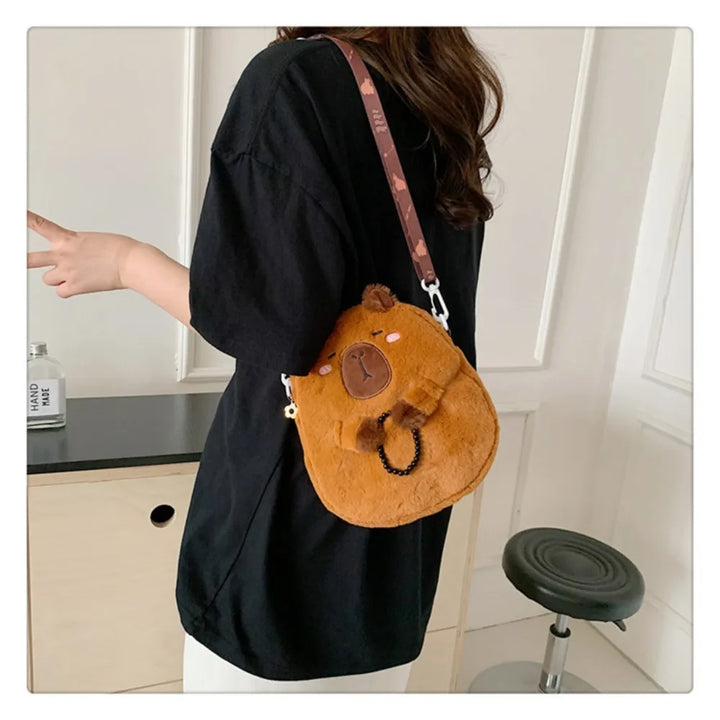 Kawaii Capybara Plush Shoulder Bag - Giltoria