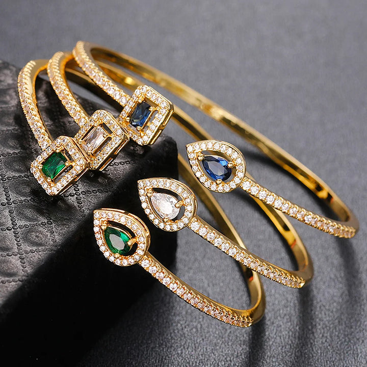 Eternal Glow Zirconia Cuff Bracelet-Giltoria