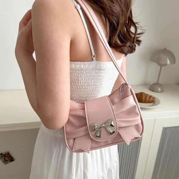 Trendy Bow Shoulder Handbag for Women-Giltoria